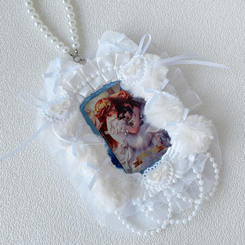 Anime Lace Pearl Badge Card Holder Charm - Image 3