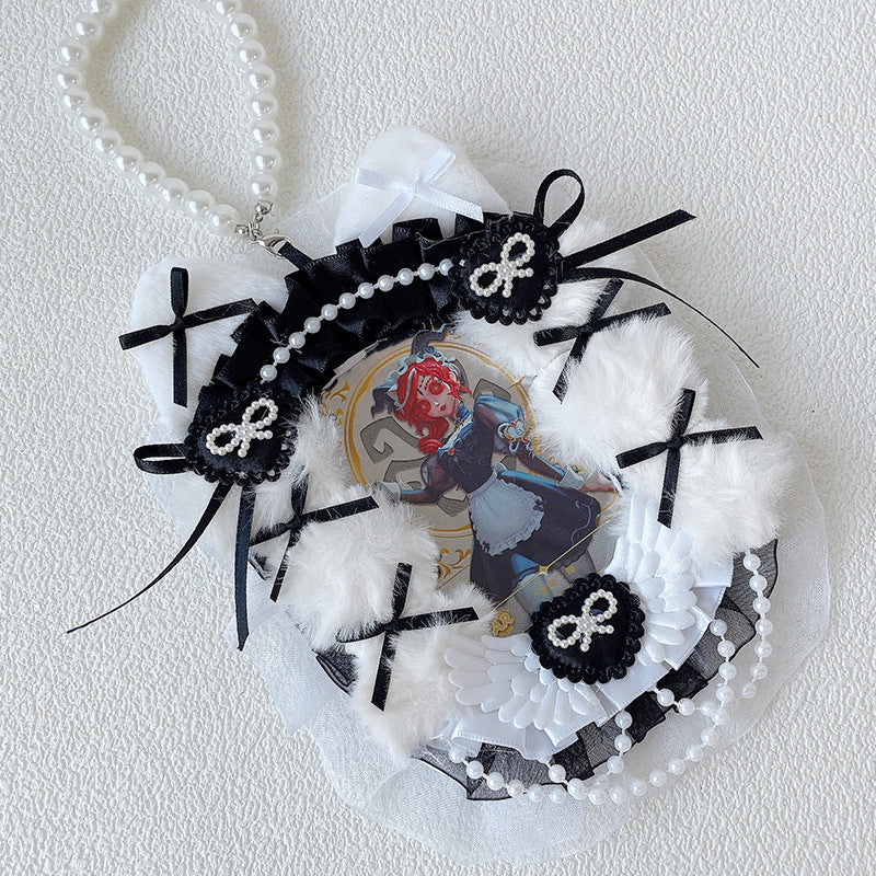 Anime Lace Pearl Badge Card Holder Charm - Image 5
