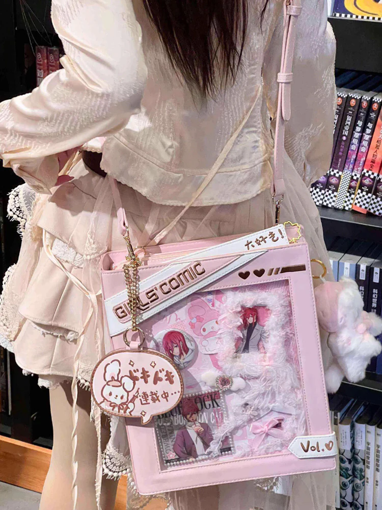 Cute Comic-Style Book Ita Bag with Crossbody and Backpack Design - Image 21