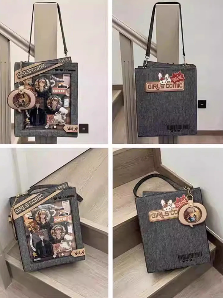 Cute Comic-Style Book Ita Bag with Crossbody and Backpack Design - Image 27