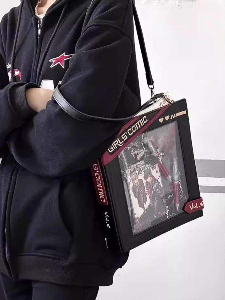 Cute Comic-Style Book Ita Bag with Crossbody and Backpack Design - Image 3