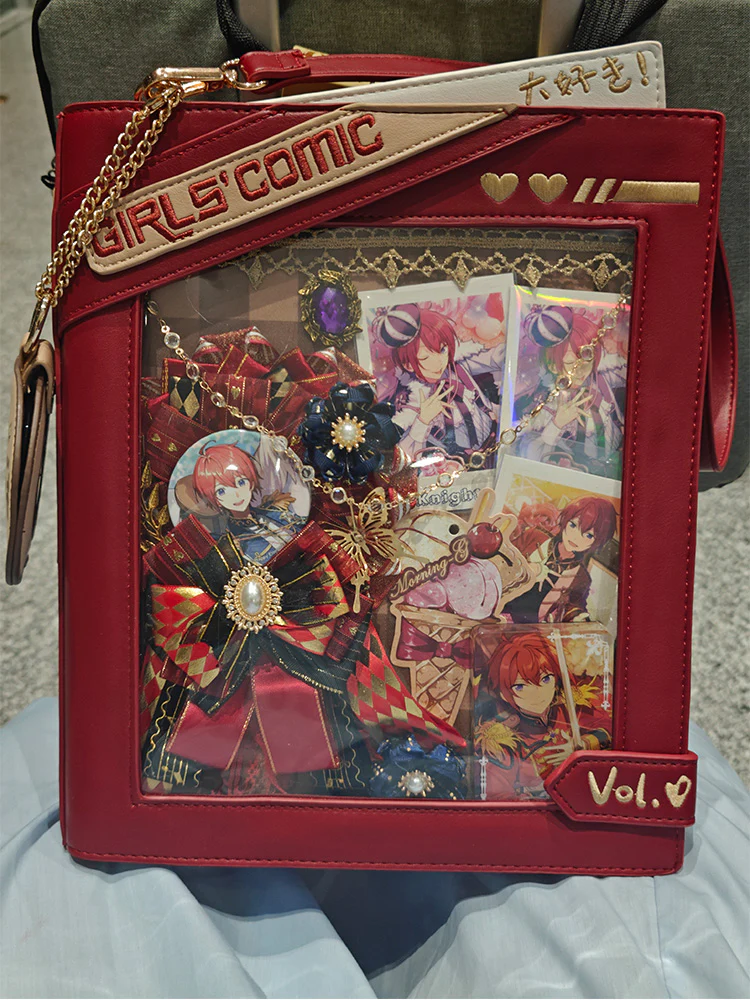 Cute Comic-Style Book Ita Bag with Crossbody and Backpack Design - Image 9