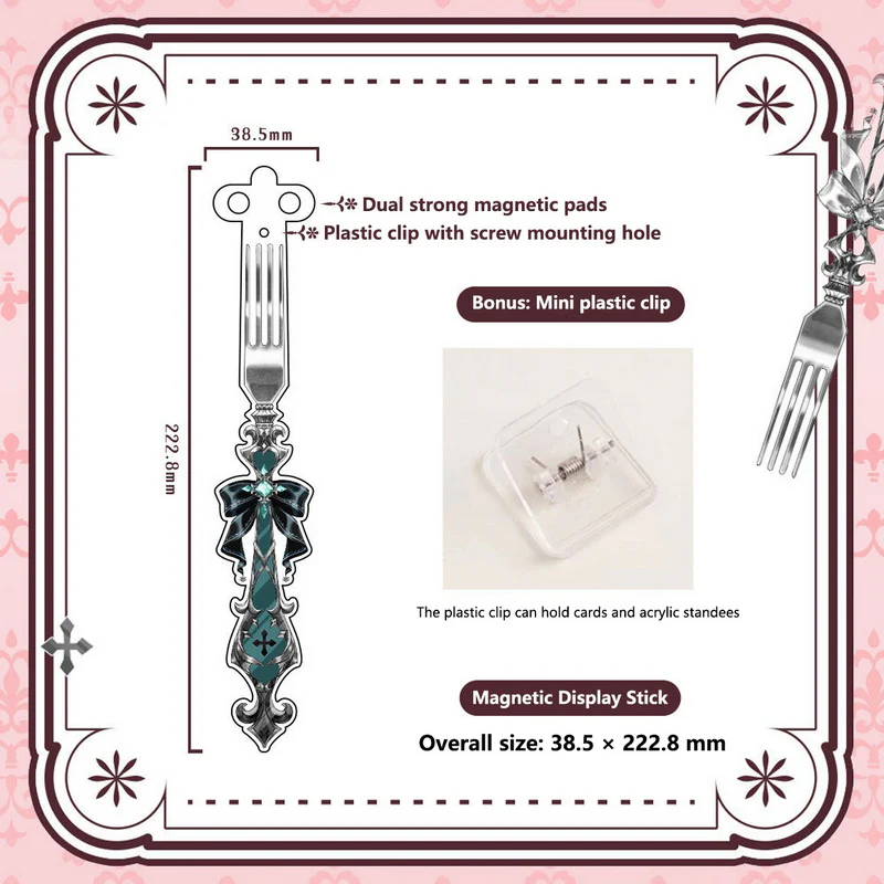 Gothic Fork-Style Acrylic Magnetic Badge Display Stick - Image 29