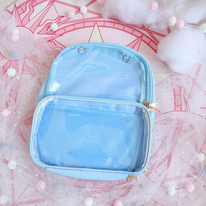 Double Window Candy PU Leather Backpack - Image 12