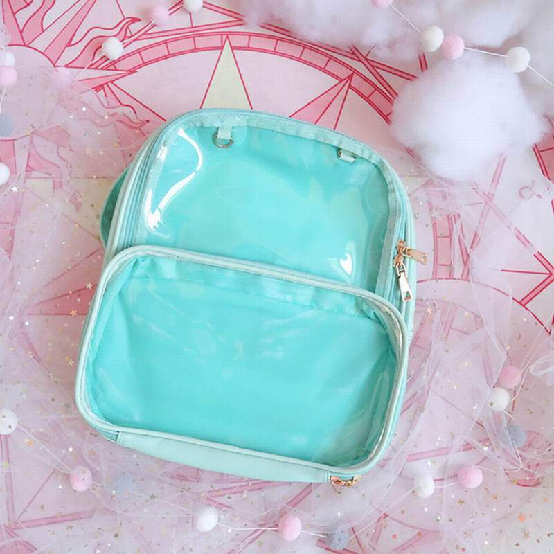 Double Window Candy PU Leather Backpack - Image 14