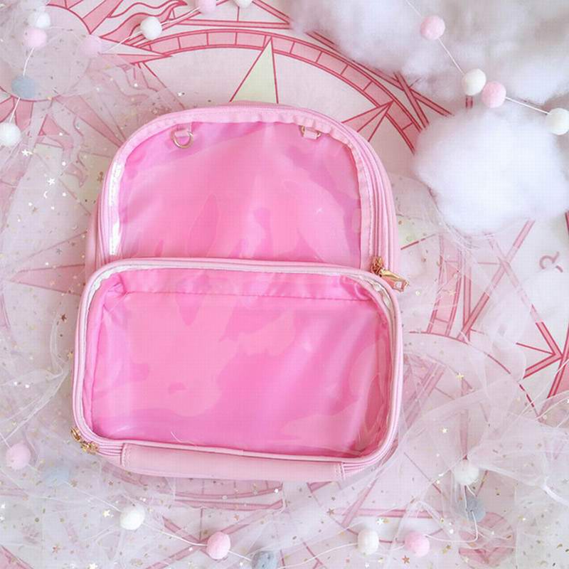 Double Window Candy PU Leather Backpack - Image 15