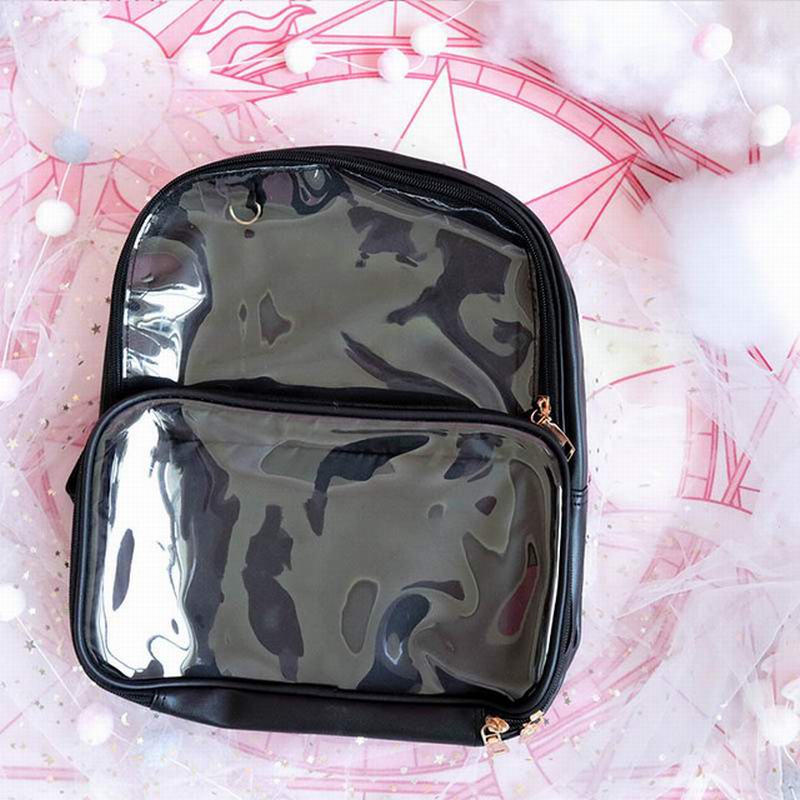 Double Window Candy PU Leather Backpack - Image 16