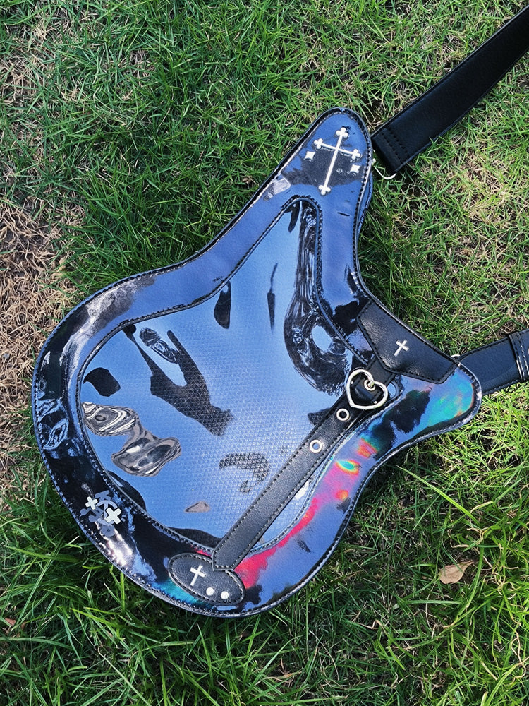 Y2K Guitar and Bass-Shaped Ita Bag with Pin Display Design - Image 21