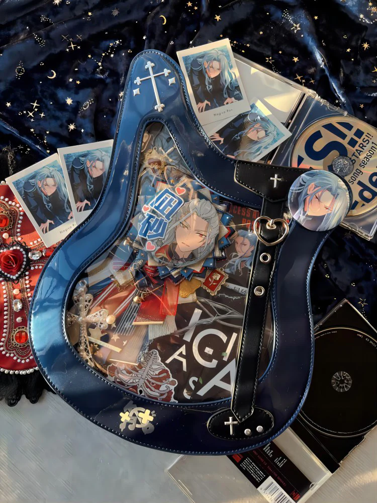 Y2K Guitar and Bass-Shaped Ita Bag with Pin Display Design - Image 24