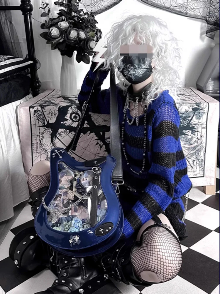 Y2K Guitar and Bass-Shaped Ita Bag with Pin Display Design - Image 5